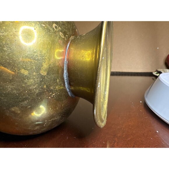 Dutch Brass Coal 7" Tall Scuttle Ash Bucket  Lion Head Handle Delft Handle 70-45 - Picture 7 of 7